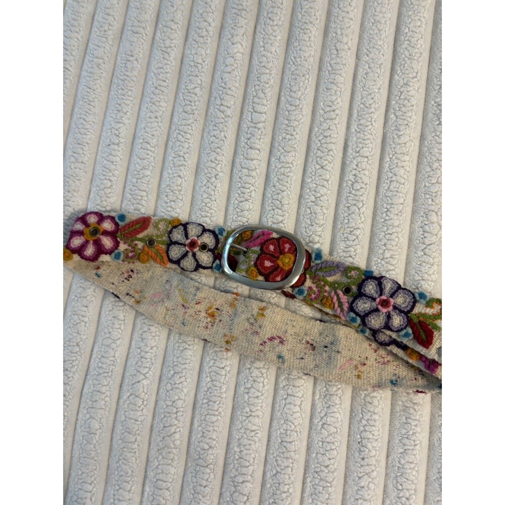 Threads of Hope chunky embroidered belt women’s one size beige multicolor boho